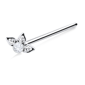 Stony Leaf Shaped Silver Straight Nose Stud NSKA-672